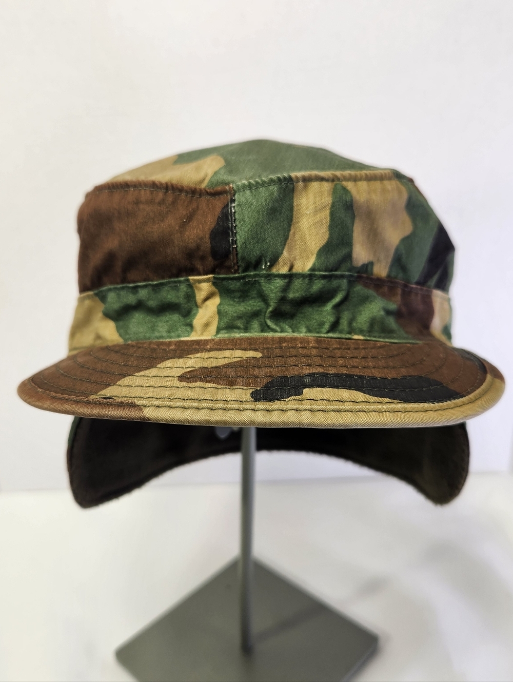 Camouflage Pattern Class 1 Military Issue Surplus Cap with Ear Flaps Size 7 3/8